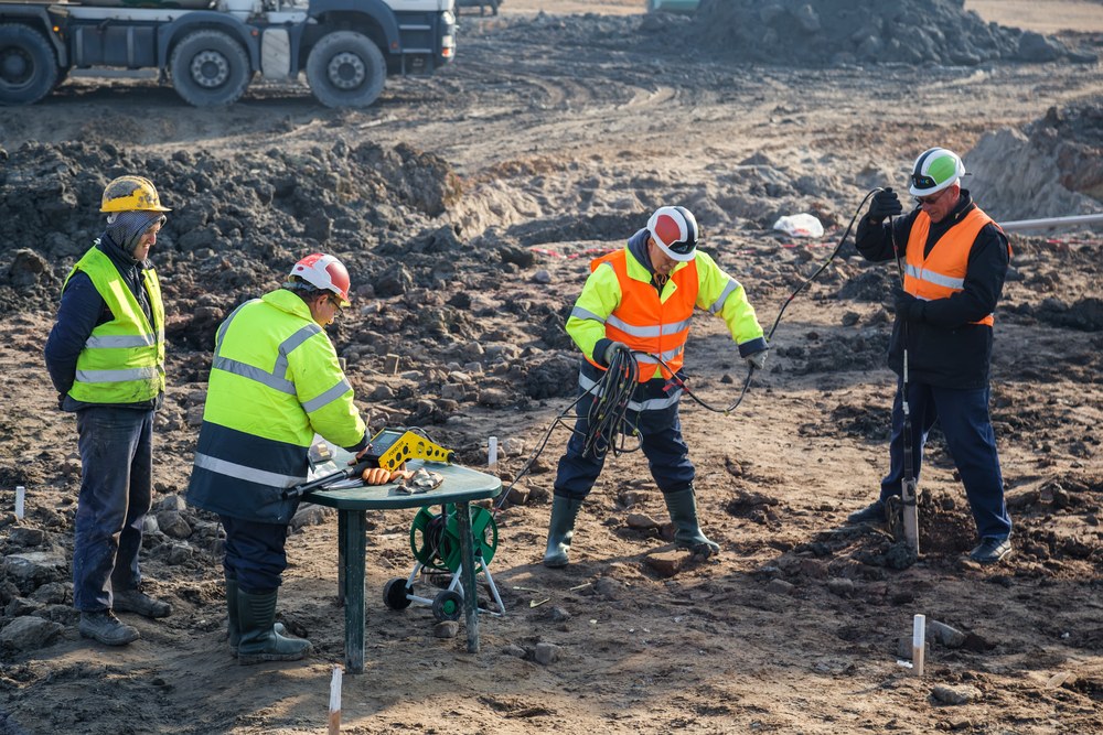 Geo-engineering survey team on site